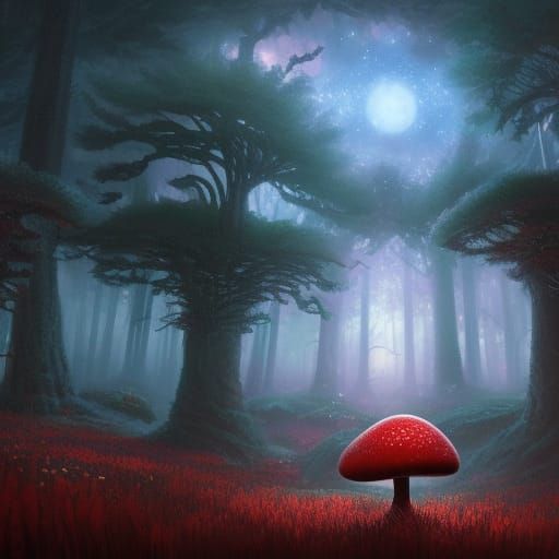 Epic Fantasy Mushroom in Enchanted Forest