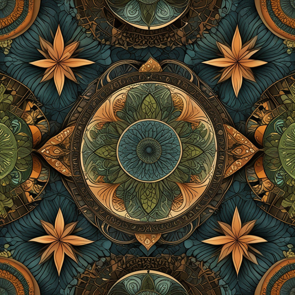 Geometric Abstraction in Earthy Tones with Repeating Motifs