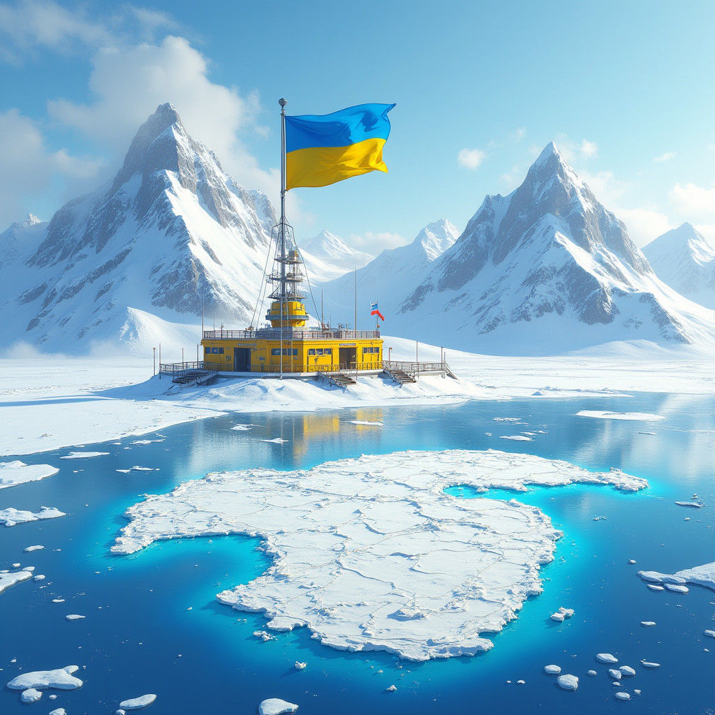 Antarctic Map: Ukrainian Station in Icy Landscape