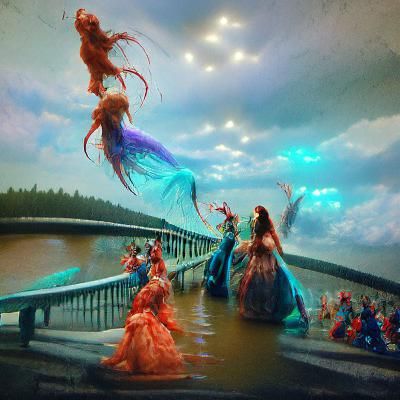 Royal Swamp Mermaids Dance in Hyperrealistic 3D