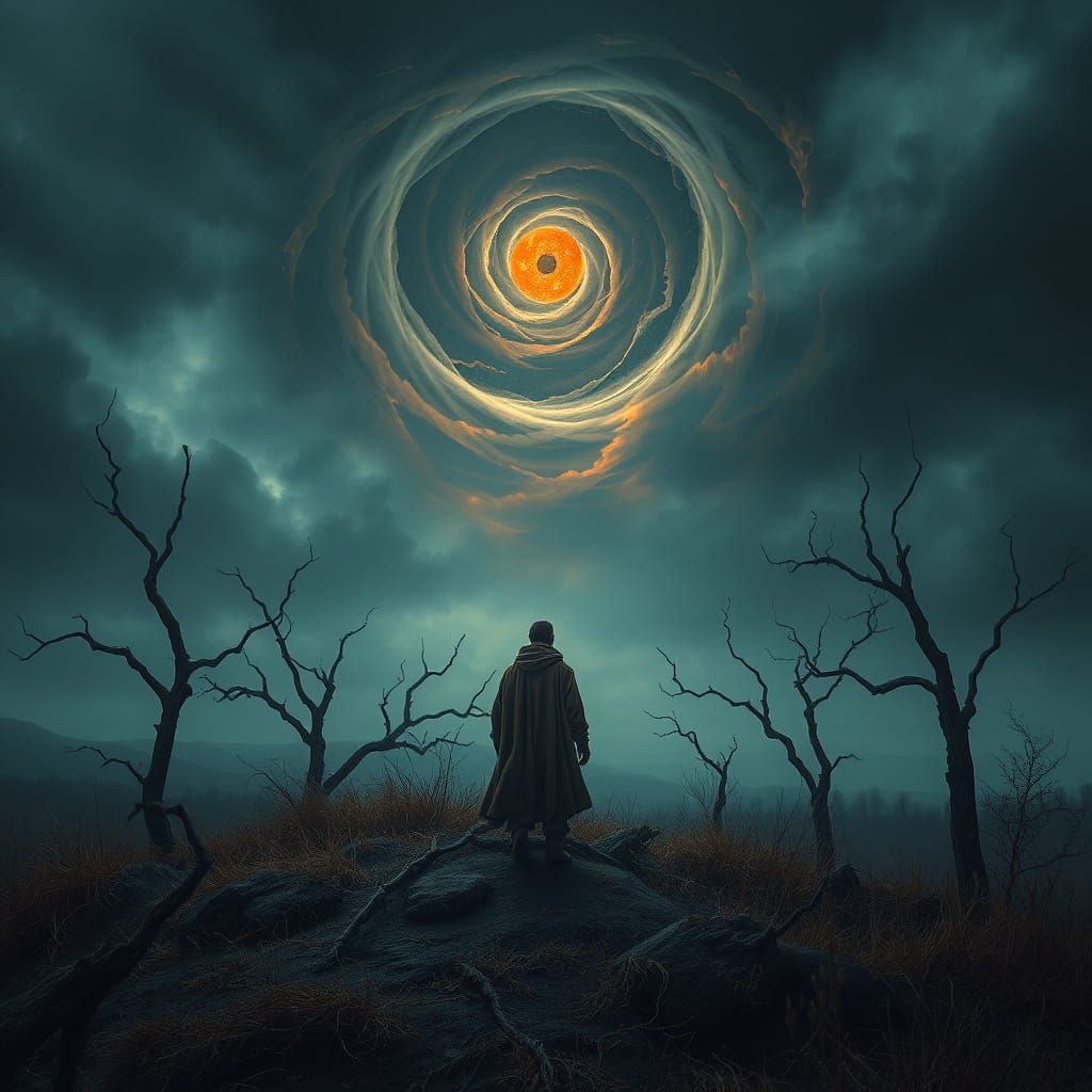 Spectral Eyes Over Desolate Moor in Dark Fantasy Style