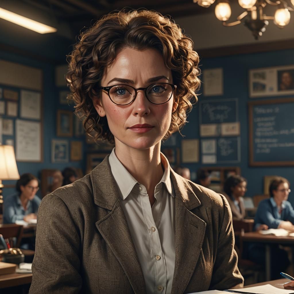 Realistic Portrait of Woman with Glasses in Cinematic Style