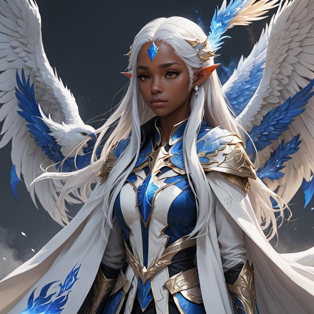 Anime Style Elf with Phoenix Cloak in 3D