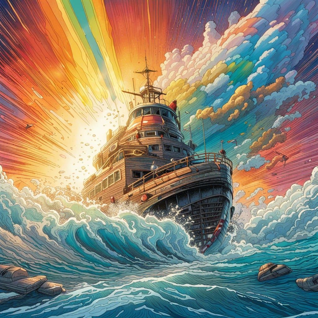 Rainbow Cloud Explosion in Hyperrealistic Splash Art