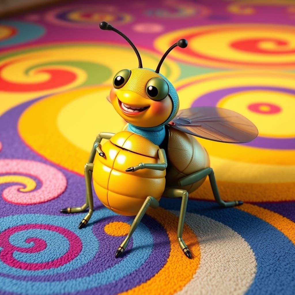 Smiling Bug Cartoon in Pixar 3D Style