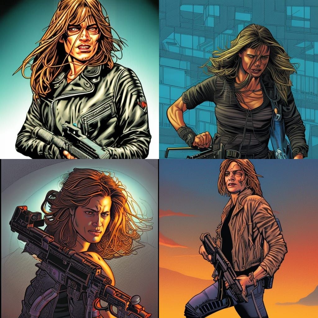 Sarah Connor in Comic Book Art Style