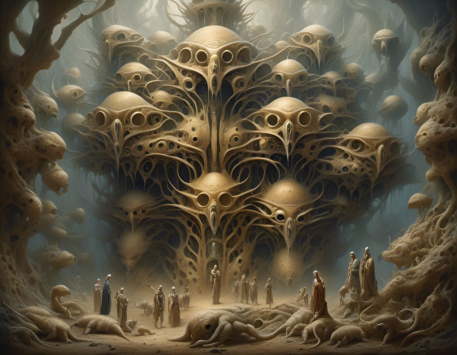 Cryptid Antelope People in Art Nouveau Hive