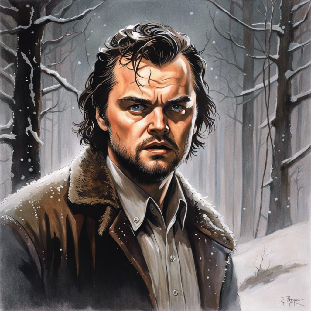 Intense Portrait of Man in Ice Storm