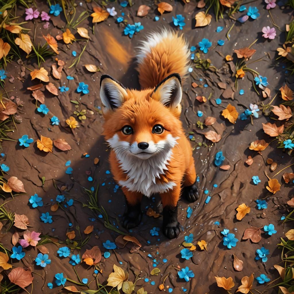Cute Baby Fox in Hyperrealistic Style