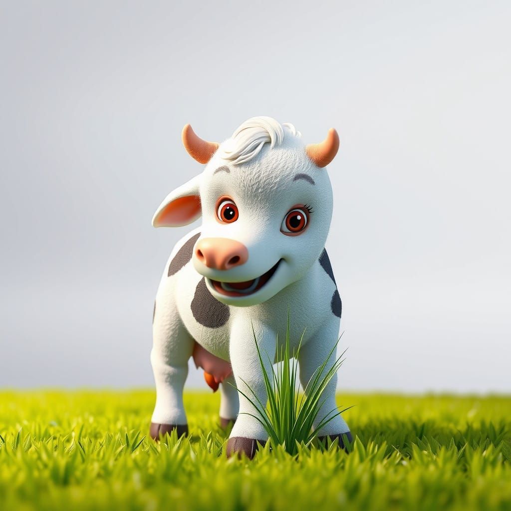 Pixar-Style Cow Concept Art in Vibrant Colors