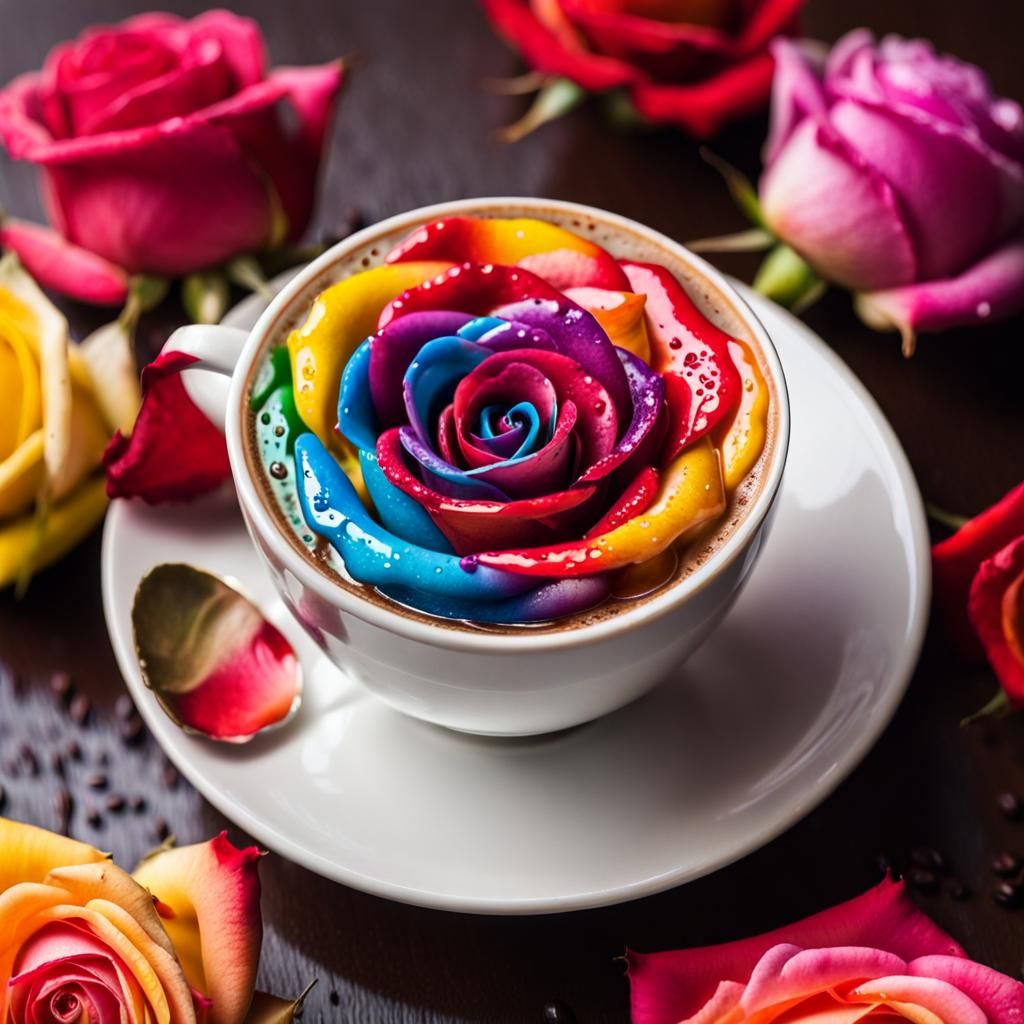 Coffee Cup Roses: Colorful Liquid Art