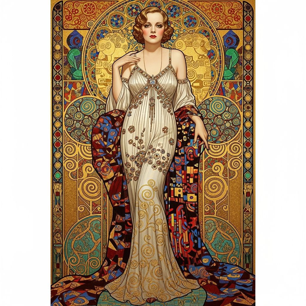 Carole Lombard in Klimt-Inspired Art Nouveau Style