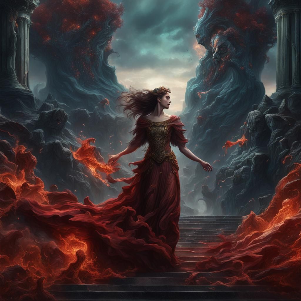 Hades Abducting Persephone: Detailed Fantasy Art