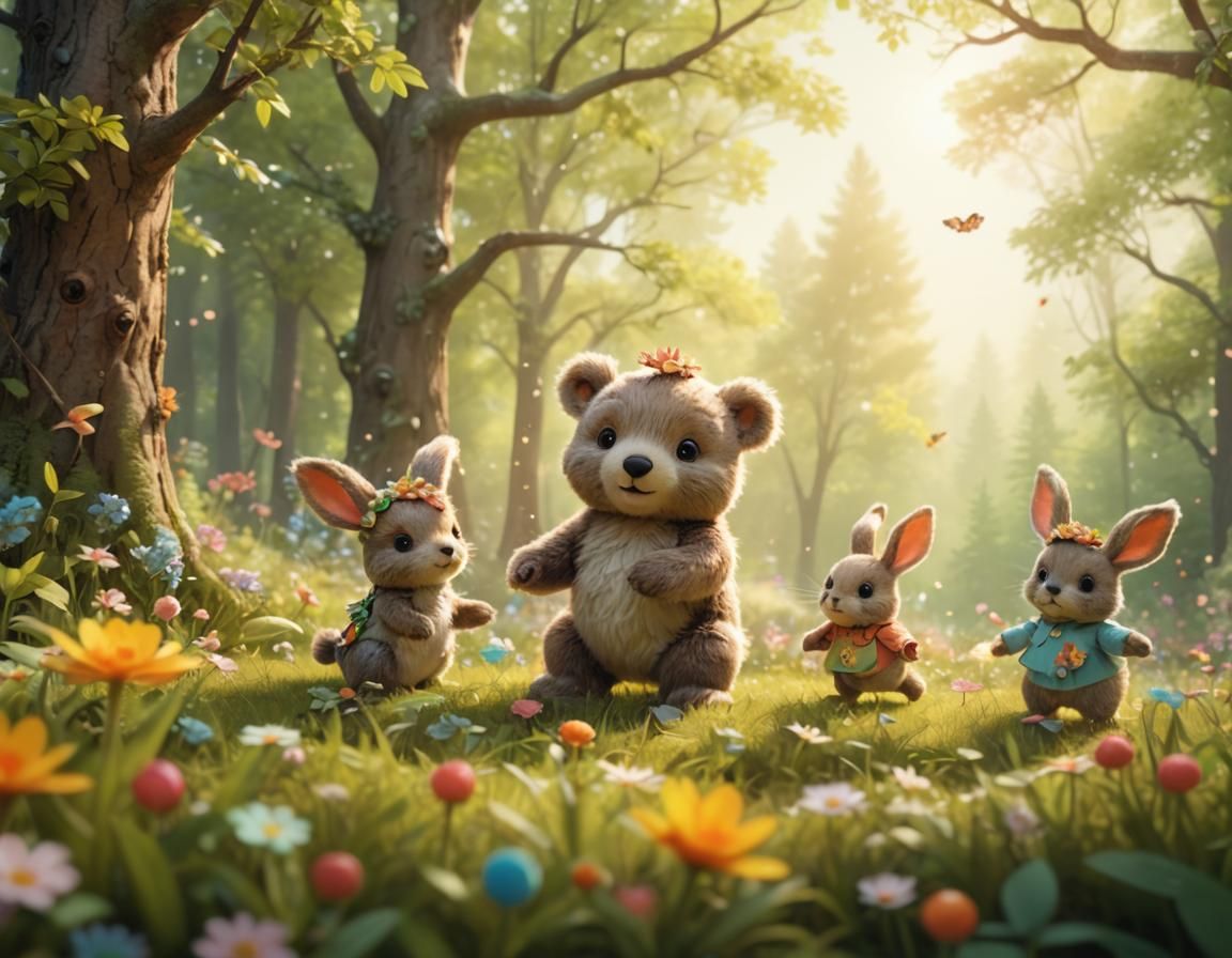 Cute Forest Animals in 3D Lenticular Style