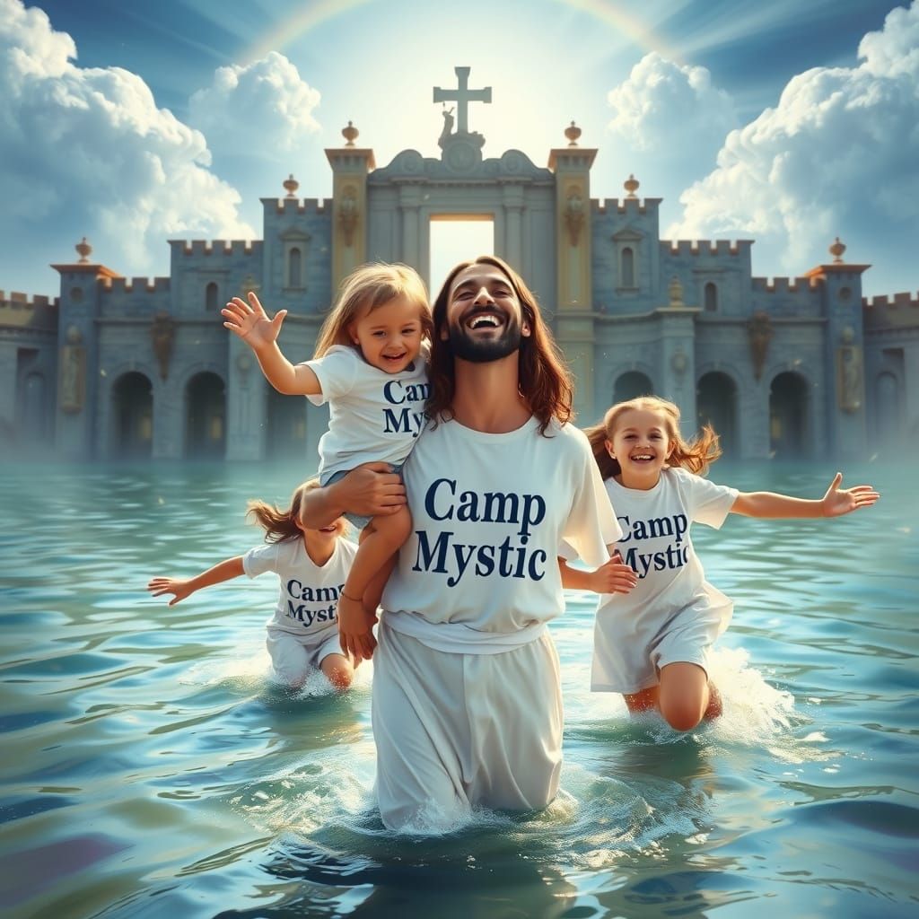 Jesus Welcoming Children to Heaven: Hyper-Realistic Airbrush...