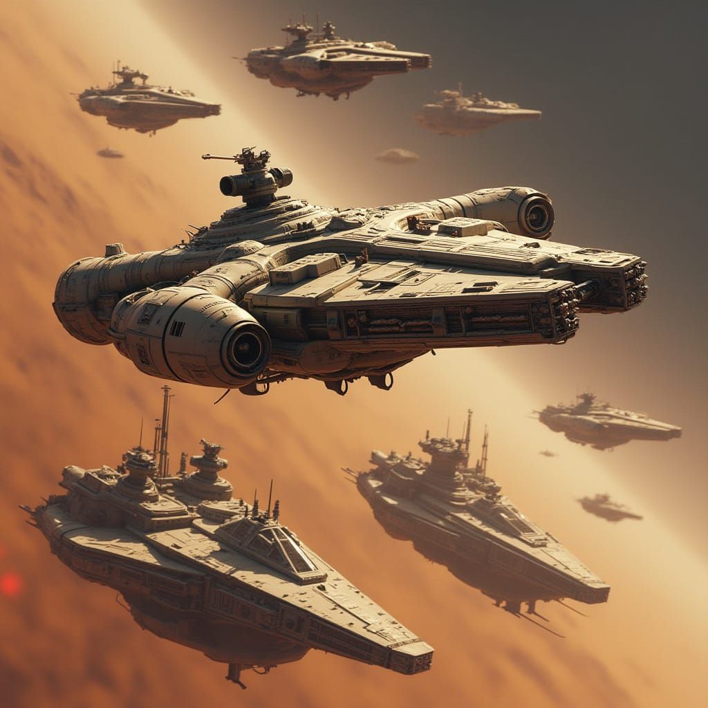 Starfighters in Formation: Sci-Fi Space Battle