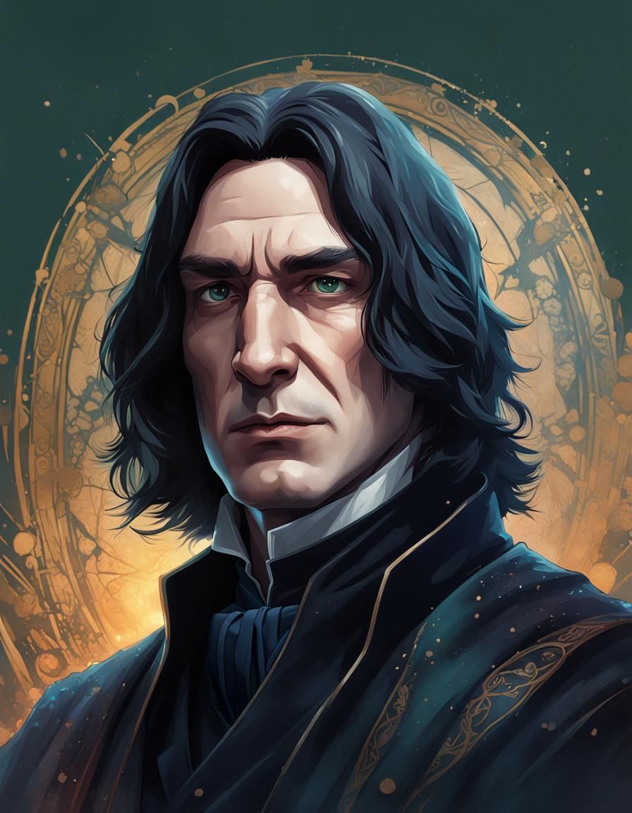Handsome Young Severus Snape Portrait in Digital Art Style