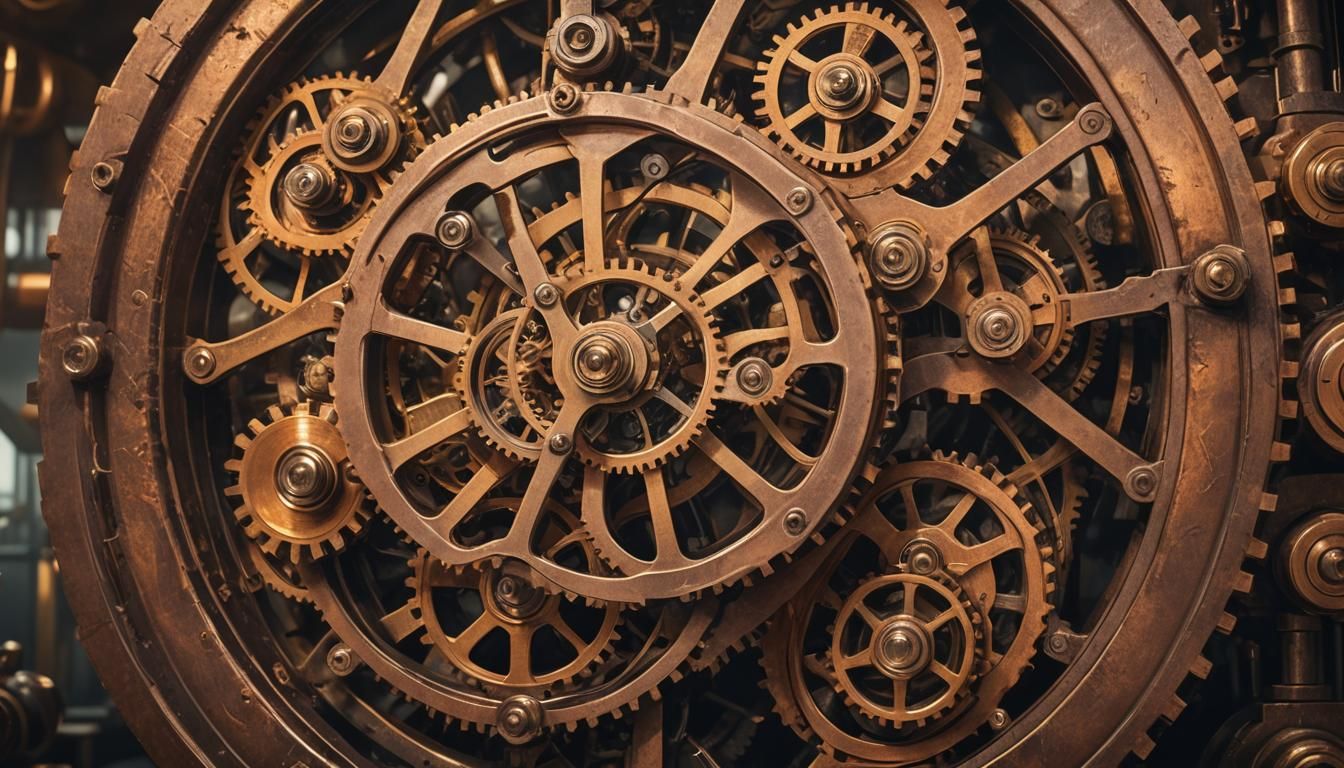 Gears-Shaped Analog Clock in Steampunk Style