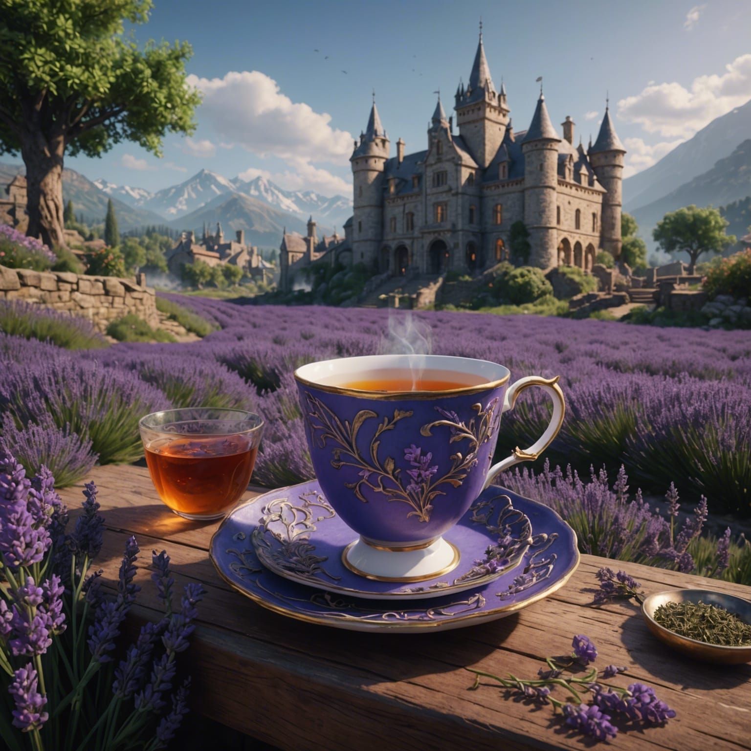 Fantastical Lavender Tea: Detailed Matte Painting