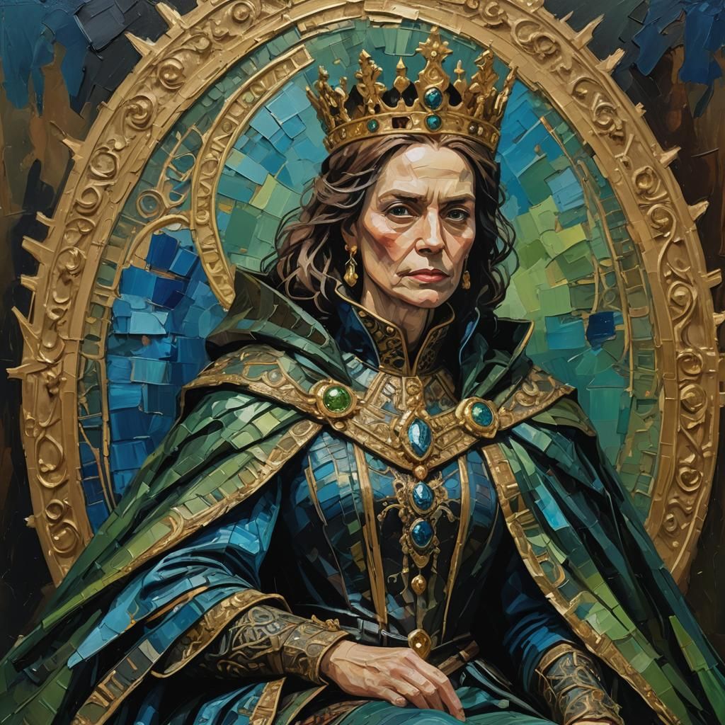 Queen Grimhilde Portrait in Expressionist Impasto Style
