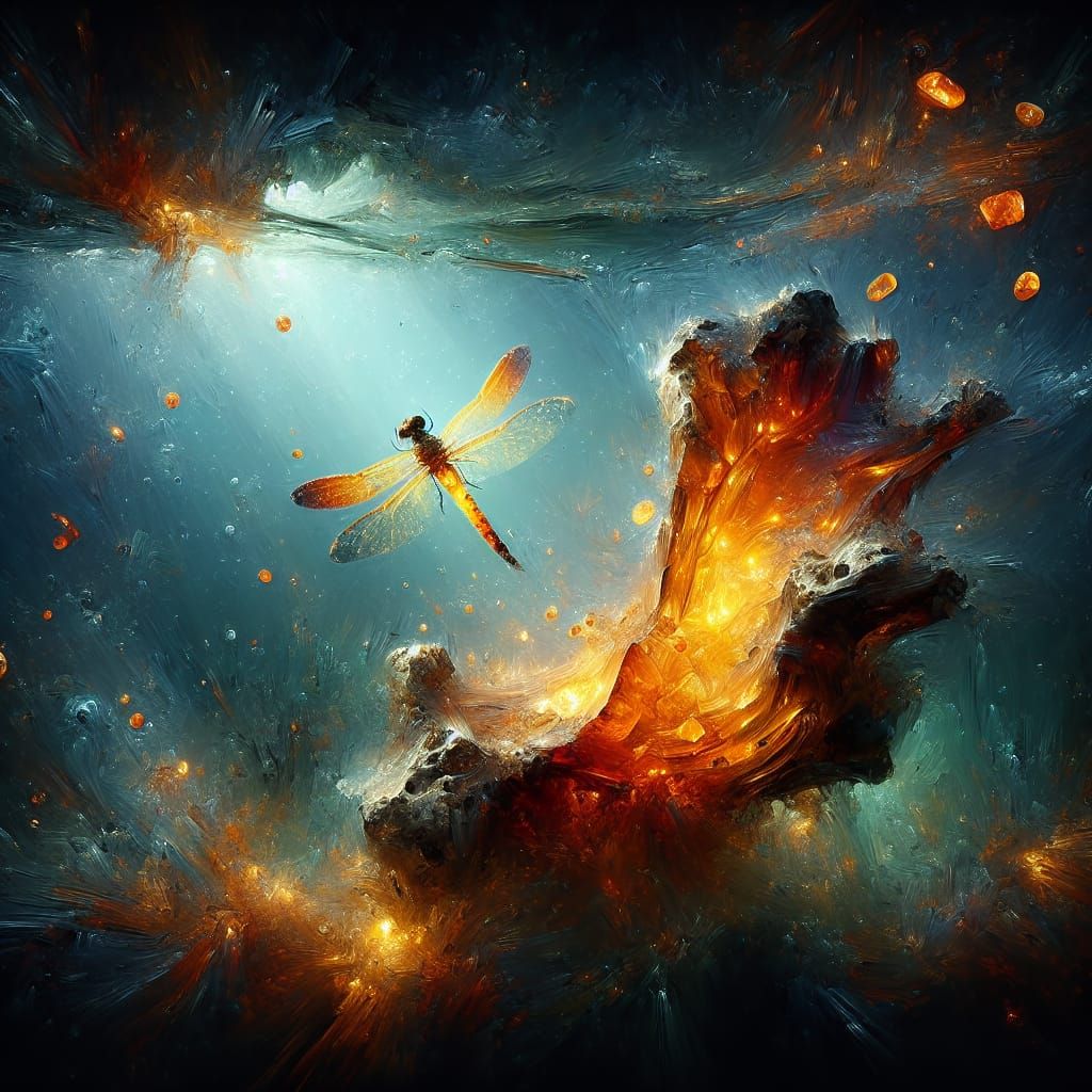 Vibrant Amber World with Radiating Glow