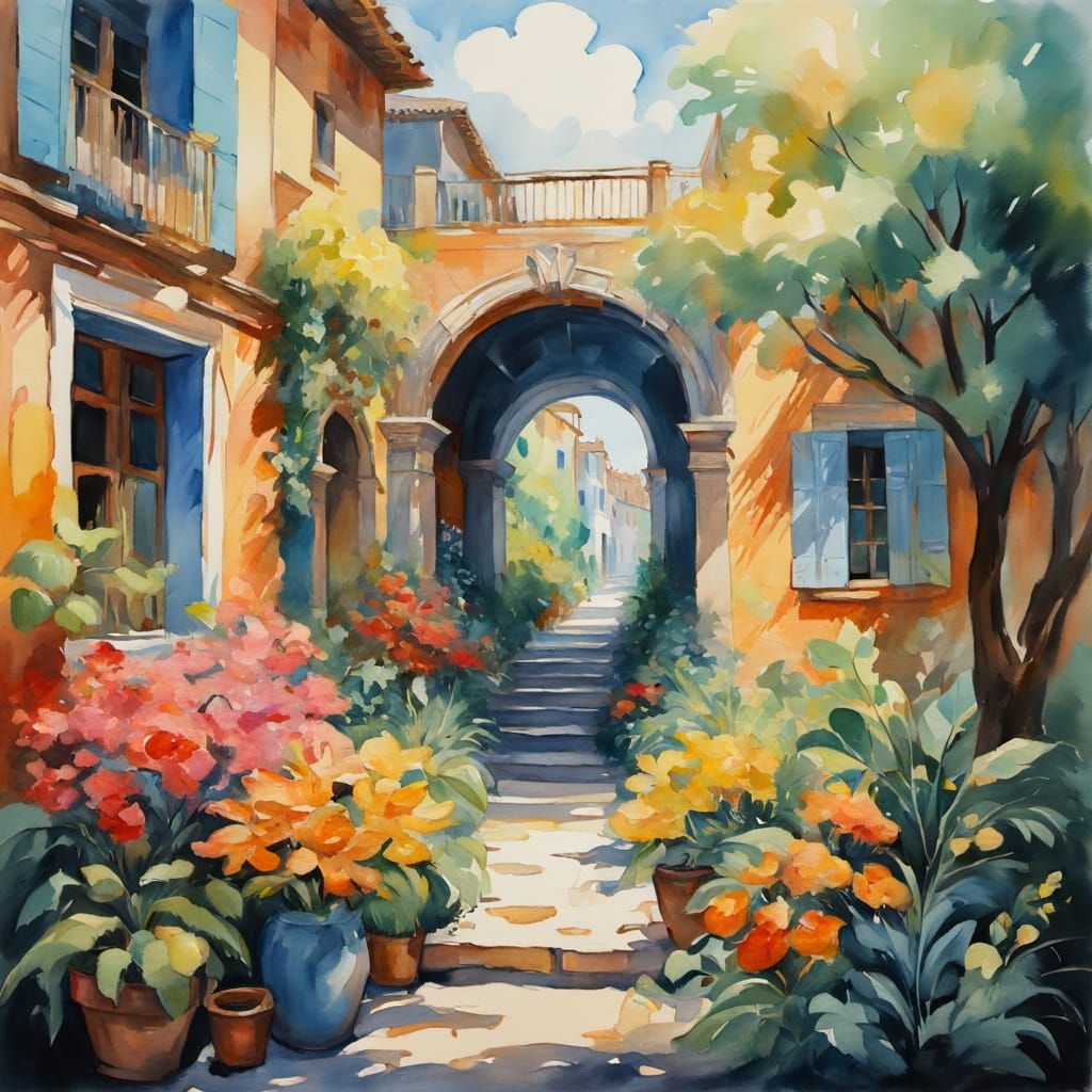 Gouache Watercolor Masterpiece with Thick Brush Strokes