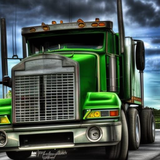 The Hulk and a Semi Truck in Hyperrealism