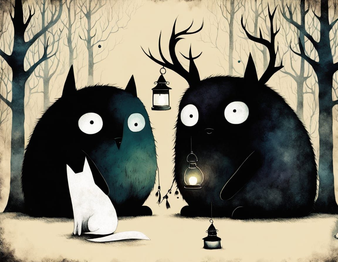 Kawaii Manga Child Meets Spooky Monster