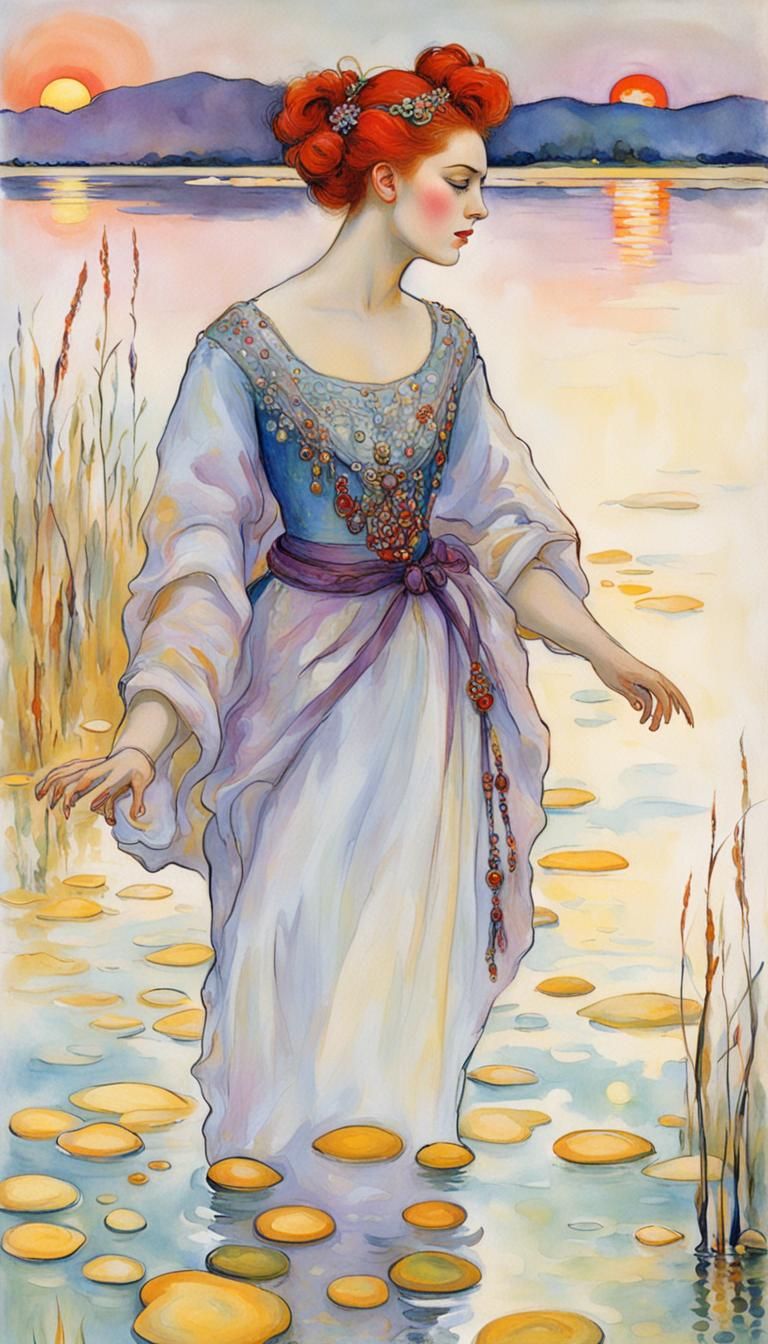 Lady in Lake with Flowers, Kandinsky Style