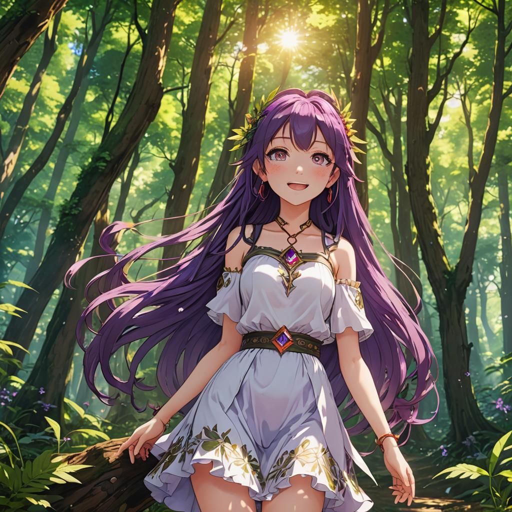 Anime Forest Goddess in a Breathtaking Forest