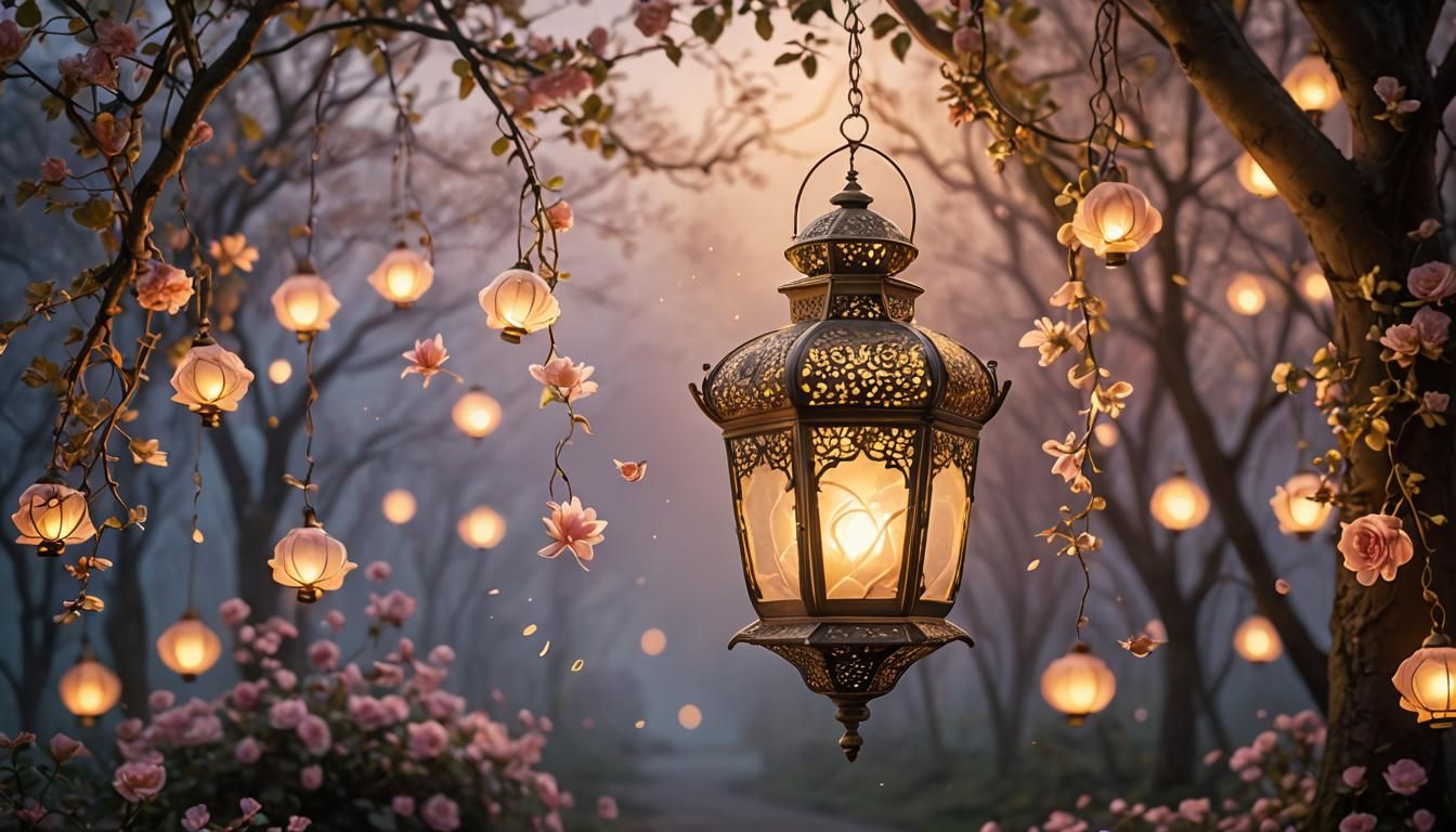 Ethereal Luminescence: A Dreamlike Lantern in Watercolor