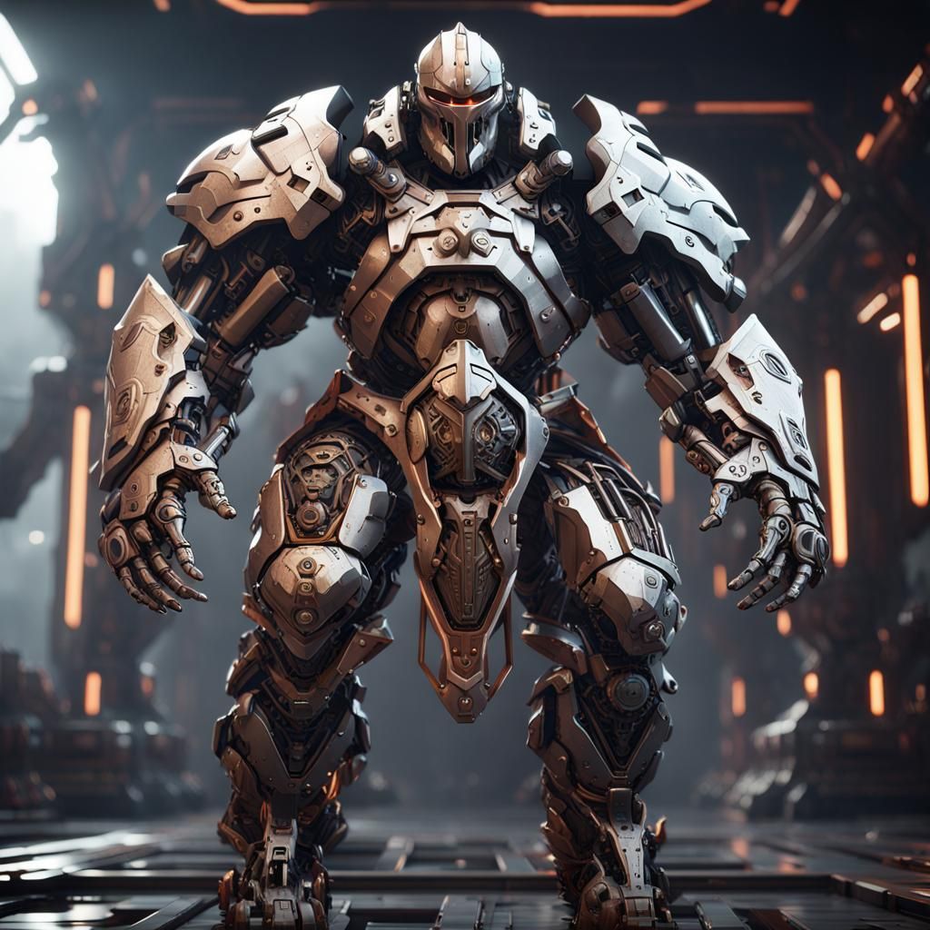 Futuristic Warforged Barbarian in Sci-Fi Setting