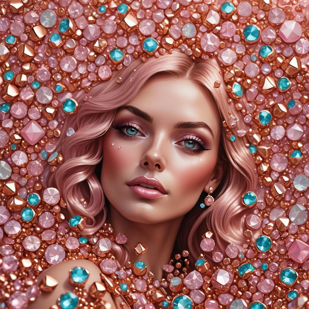 Playboy Model in Candy Art Style with Diamonds