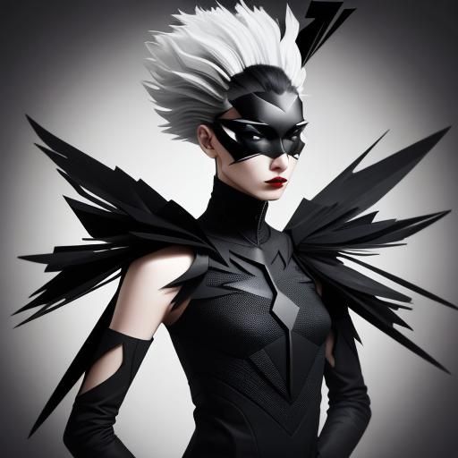 Geometric Winged Model in Abstract Photogram Style