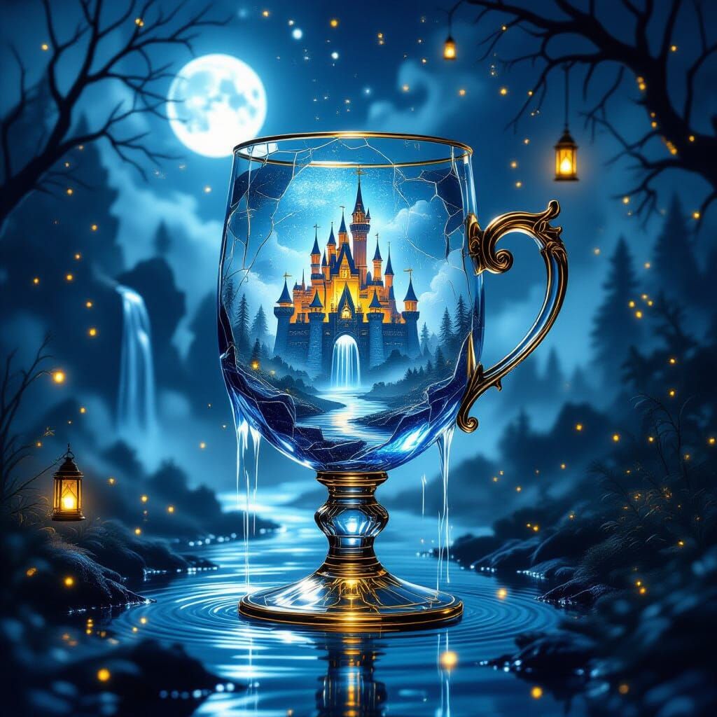 Surreal Fantasy: Magical Castle in Fractured Chalice