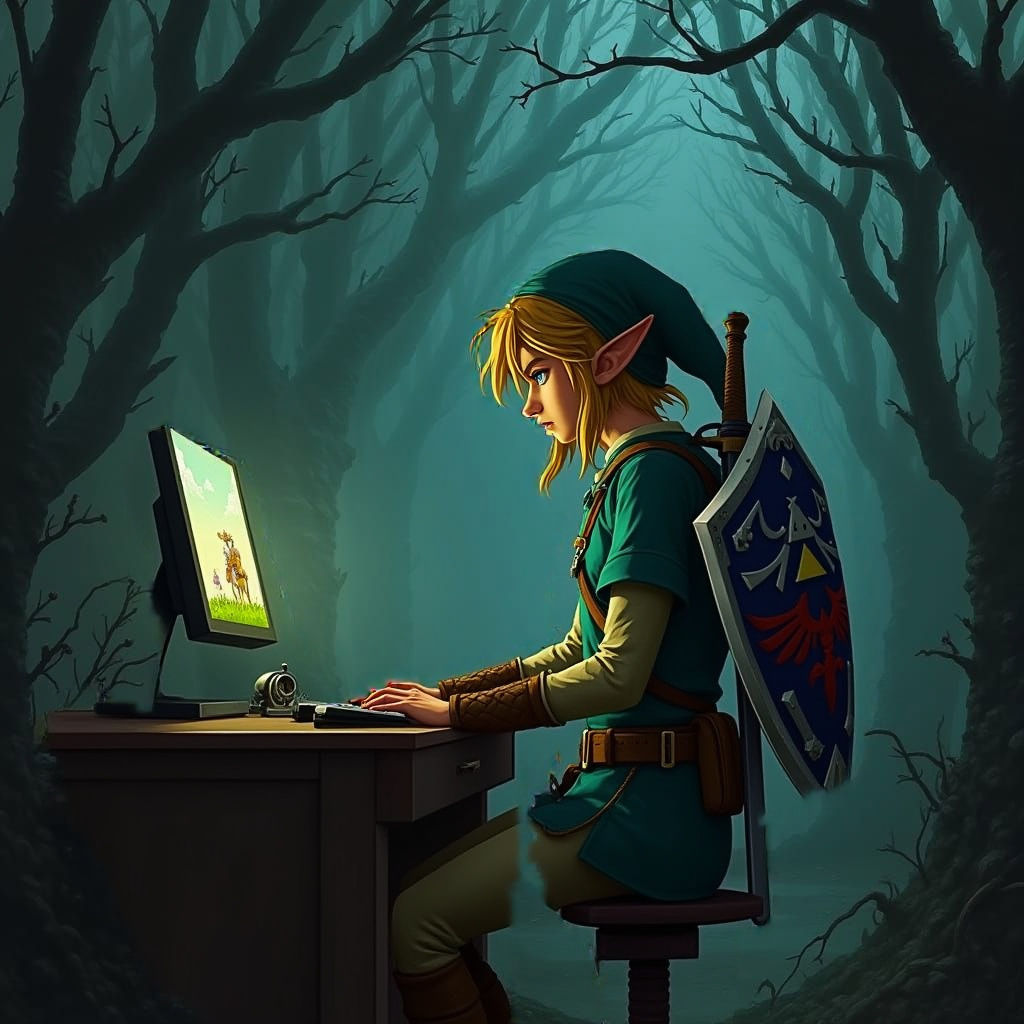 Ethereal Link Battles in Dark Fantasy Forest