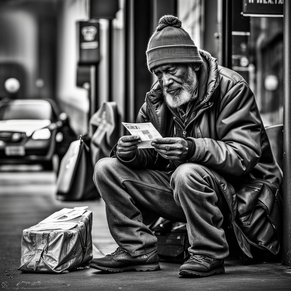 A Homeless Man's New Beginning: Hyperrealistic Image