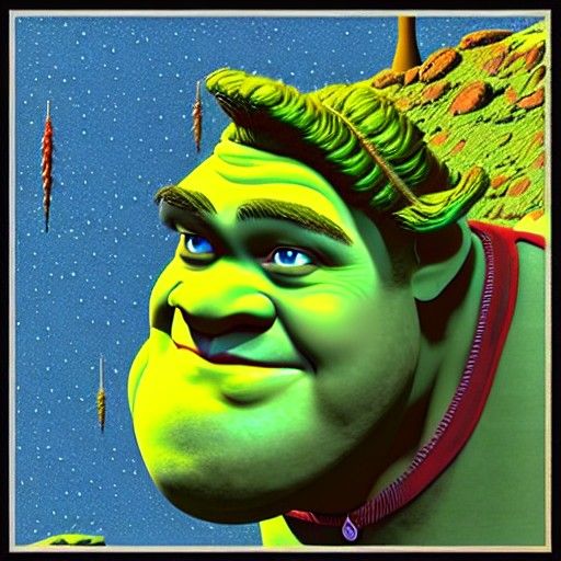 Shrek in Retro Sci-Fi Style, Cel-Shaded