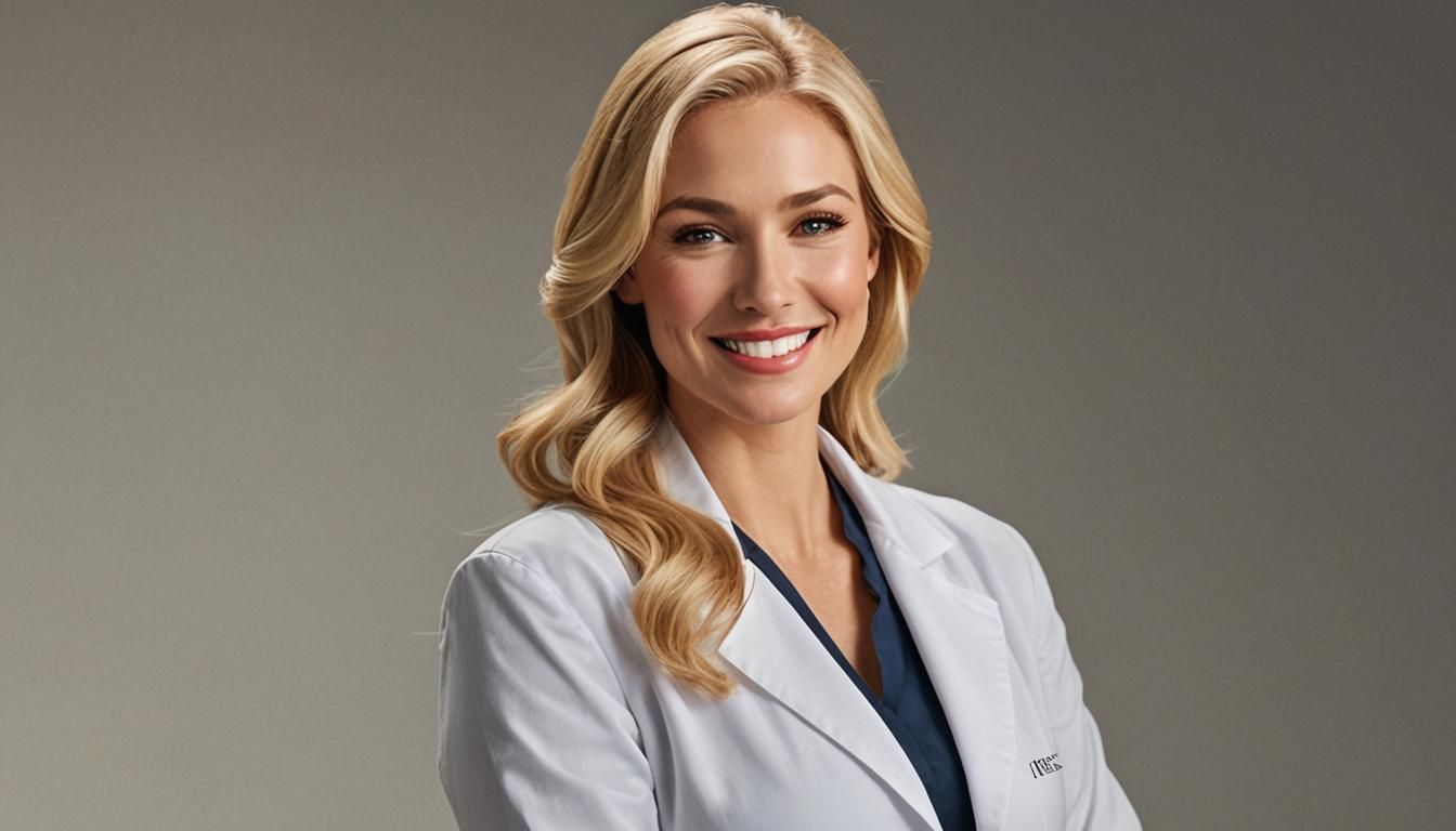 Blonde Woman in Lab Coat: A Cinematic Portrait