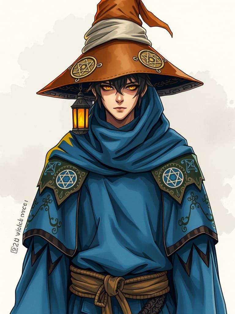 Ethereal Blue Mage in Yoshitaka Amano Style