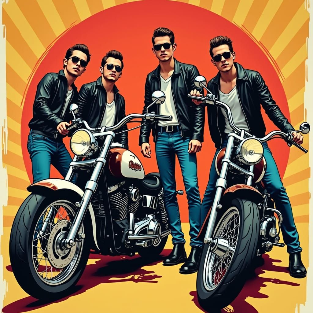 Rockabilly Rebels on Vintage Motorcycles