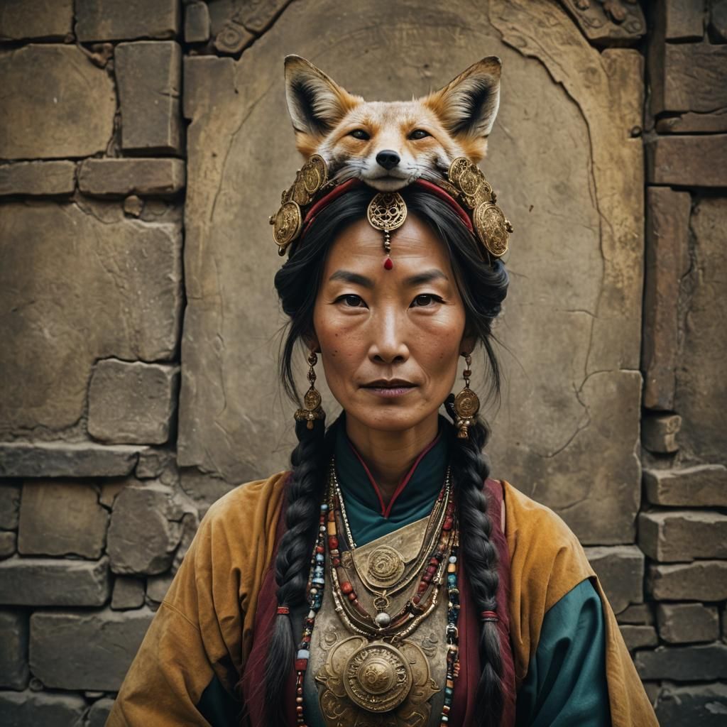 Medieval Alchemist: Anthropomorphic Tibetan Fox Portrait