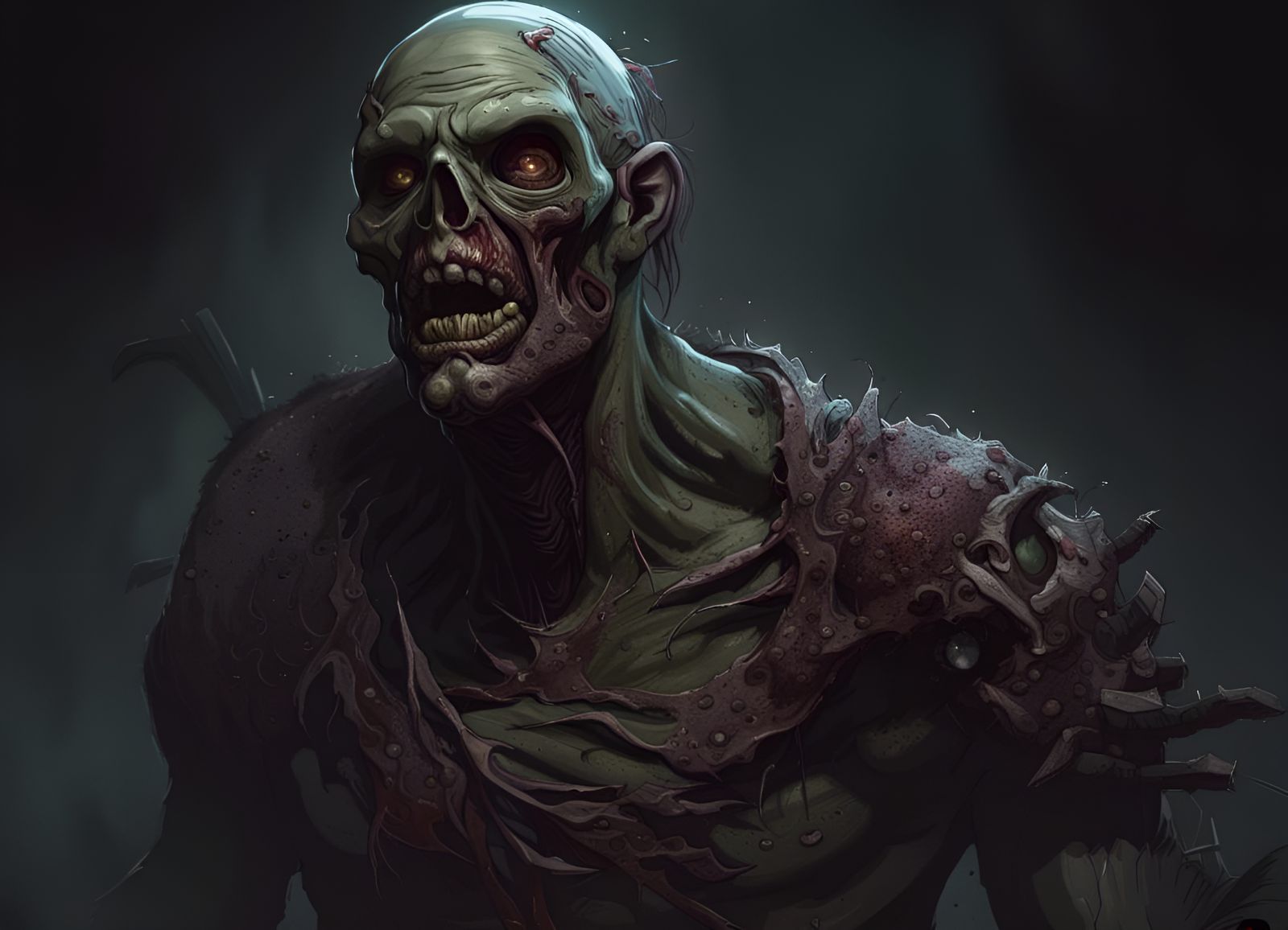 Detailed Zombie in Dark Fantasy Art Style