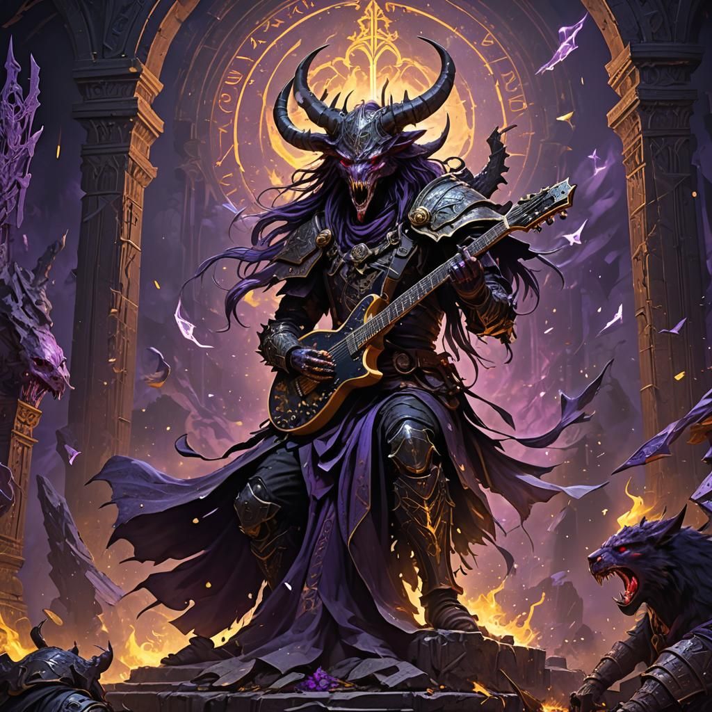Bloodmount Plays Guitar on Mystical Stage