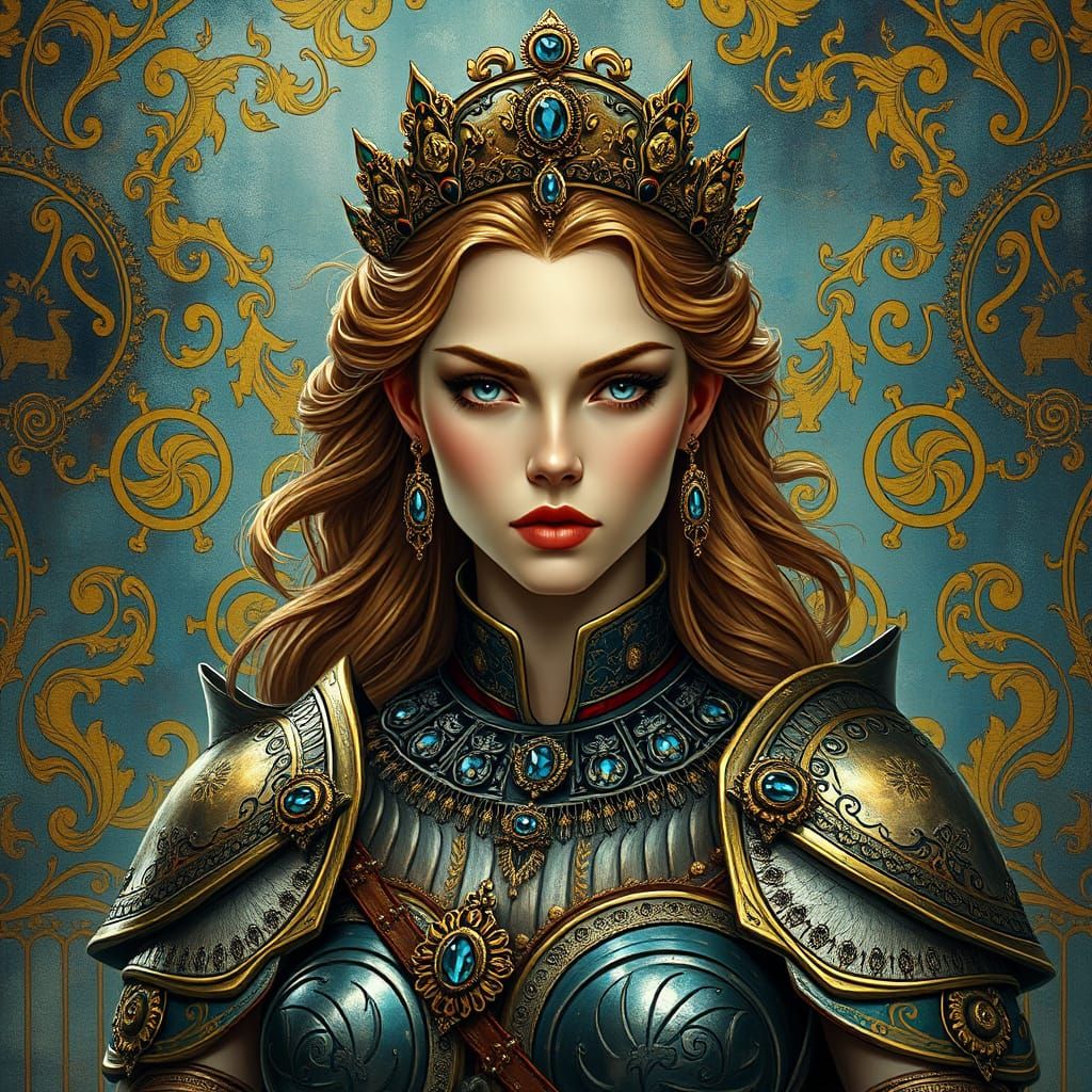Goddess in Opulent Art Nouveau Armor
