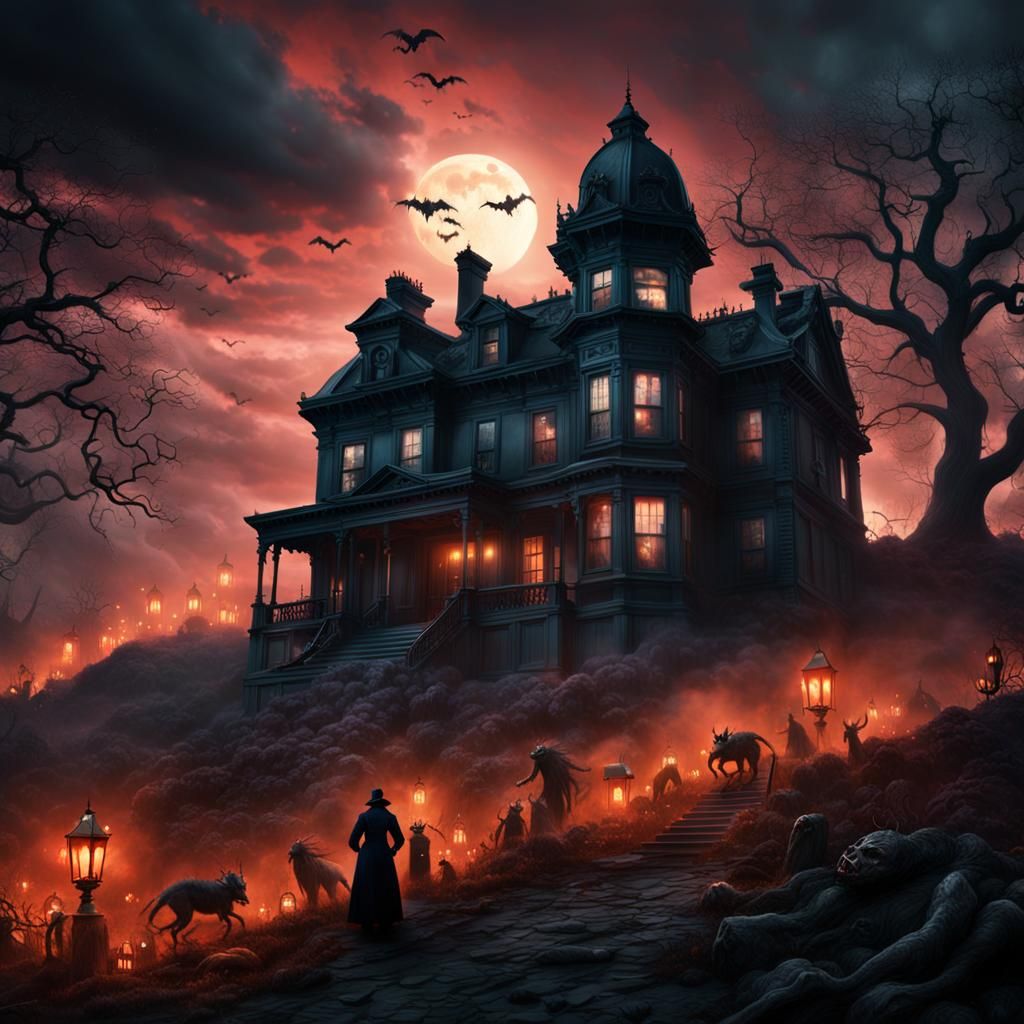 Victorian House Attacked by Demons: Digital Matte Painting
