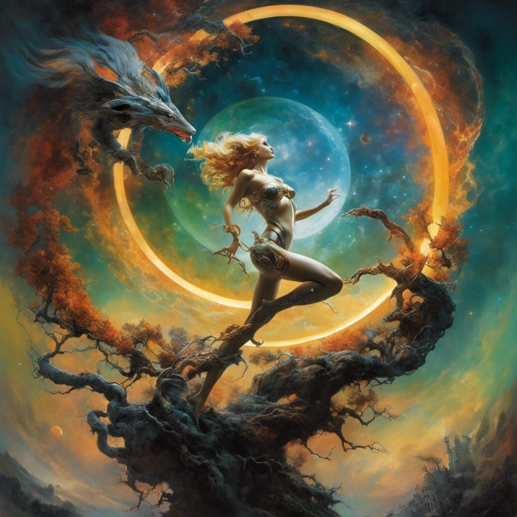 Fantasy Woman with Ouroboros in Vallejo Style