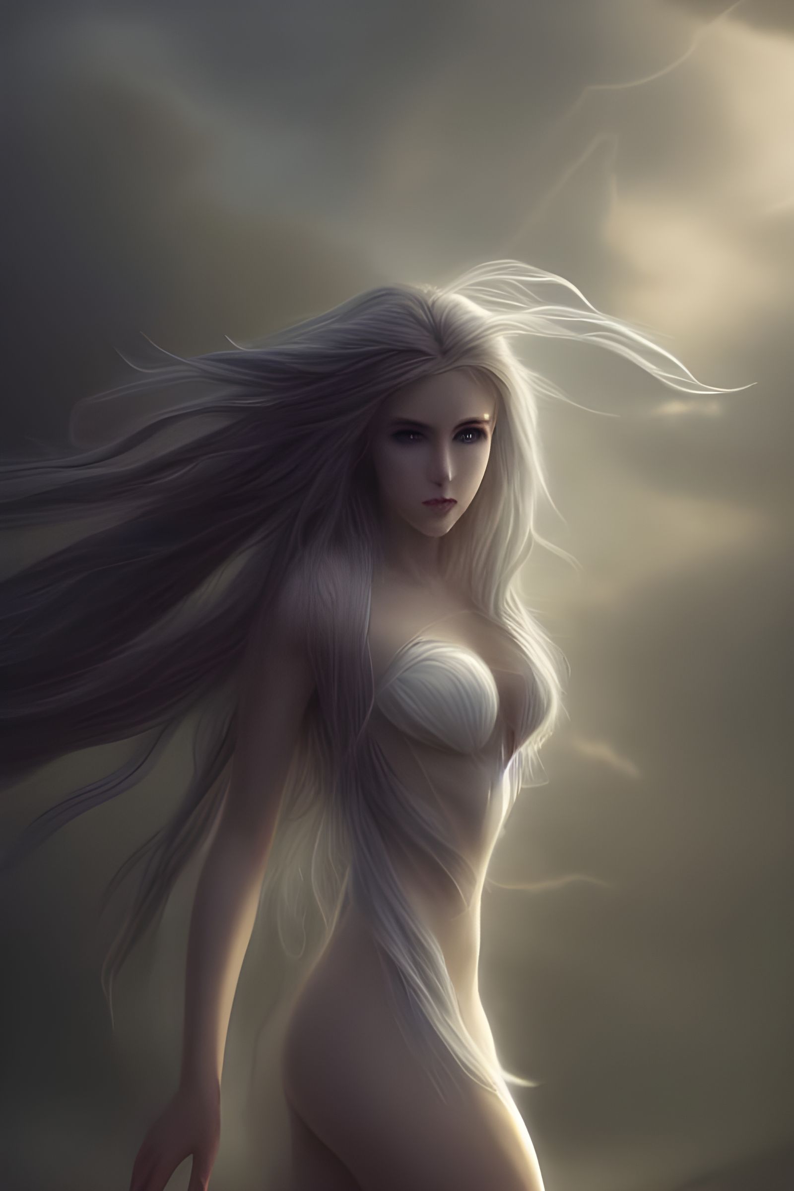 Lightning Elf Goddess in Hyper-Realistic Style