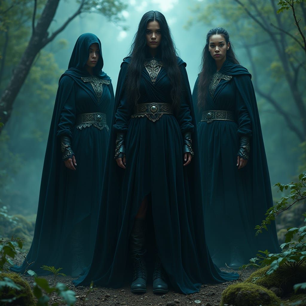 Mystical Black Women Warriors in Emerald Forest