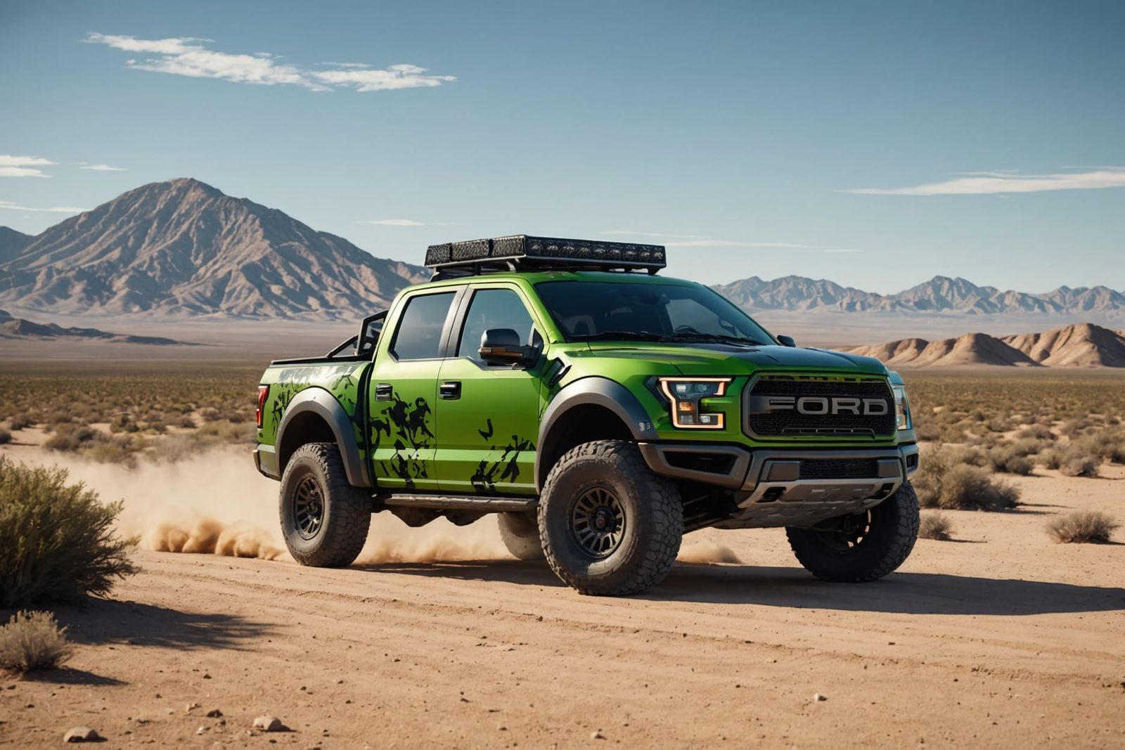 Ford F-150 Raptor in Mojave Desert, Anime Style